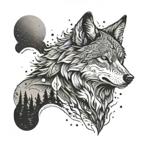 A Wolf Howling In A Forest With A Subtle Nod To Being A Husband And Father In The Design