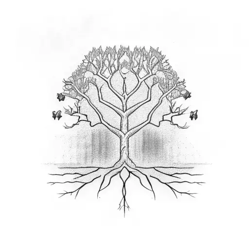 Family Tree With 4 Branches And 2 Main Roots