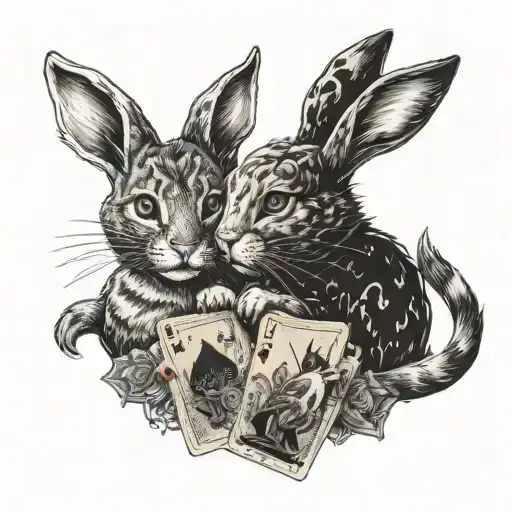 Cat And Rabbit Playing Cards