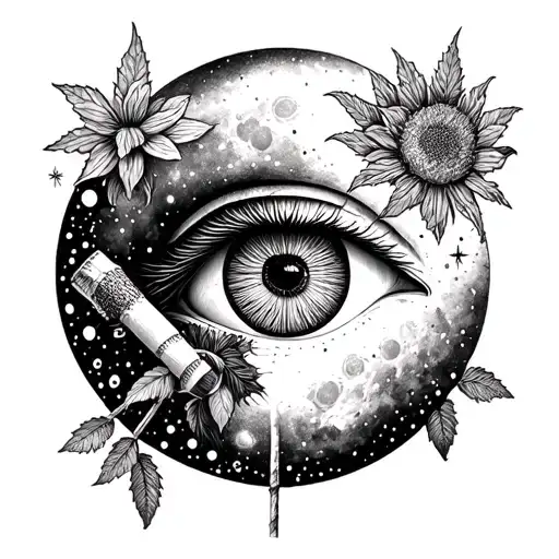 Third Eye And More Flower Blooming And Ganja Life Mushroom Plant Moon And Starts Cigarettes