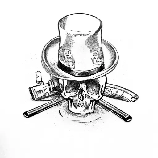 Gun And Skull With Top Hat