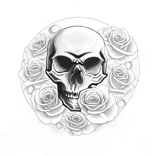 Skull With Planets And Roses