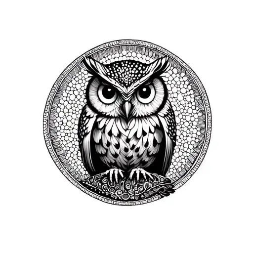 Owl In The Oval Circle