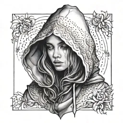 Girl In A Hood In The Center