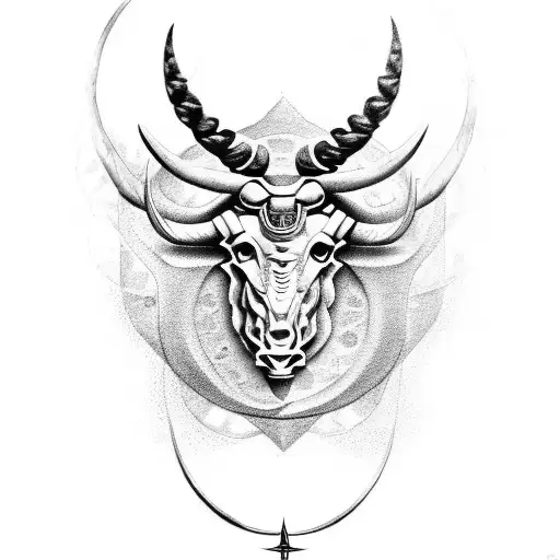 Zodiac Sign Taurus Symbol In Combination With Horseshoe