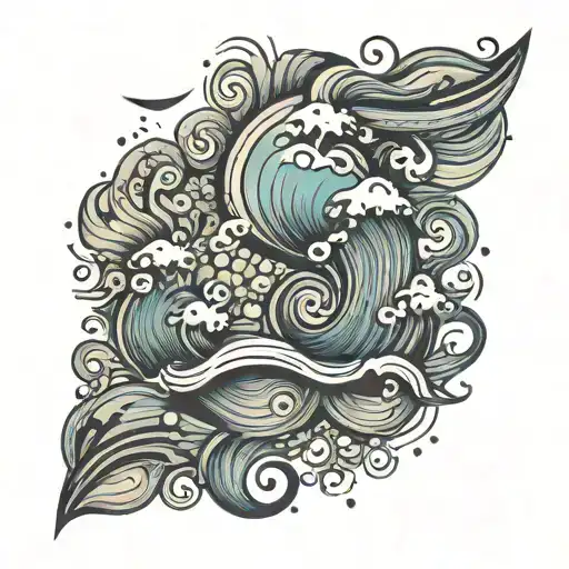 An Abstract Tattoo Design Inspired By The Ocean Waves And Nail Art Designs