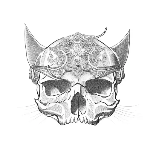 Skull With Cat Ears Made Of Cats