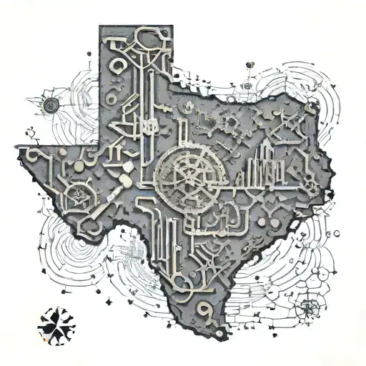 A Detailed Map Of Texas With Computer Circuitry Intertwined Throughout