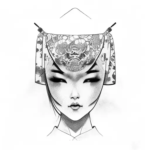 Woman With Kimono Holding A Samurai