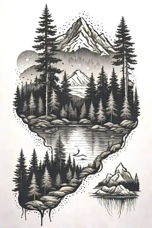 Forest And Mountains River Taiga