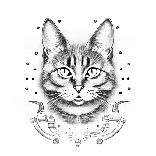 Cartoon Black Cat Holding A Uzi Gun