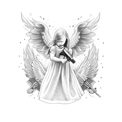 Baby Angels Holding Guns