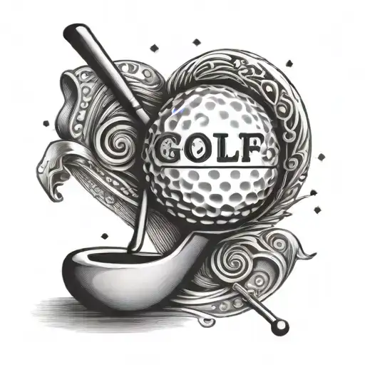 A Golf Club And Ball Intertwined With Children's Names In A Stylish Font