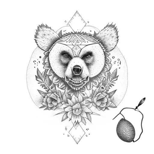 Mexican Bear With A June Bug And Hummingbird