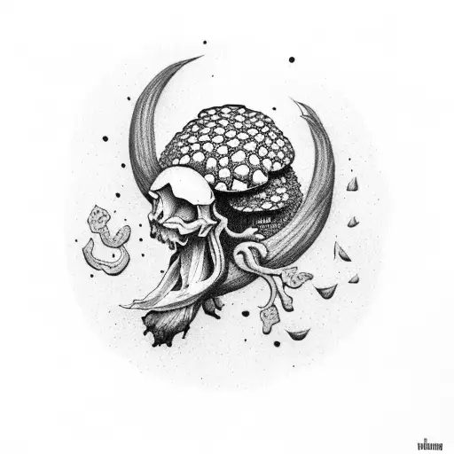 Morel Mushroom With Hidden Skull