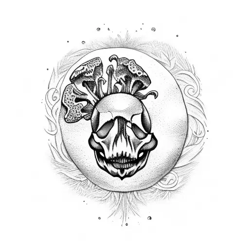 Morel Mushroom With Skull