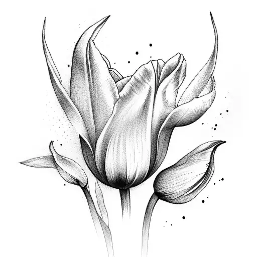 Yellow Tulip With Red Bird