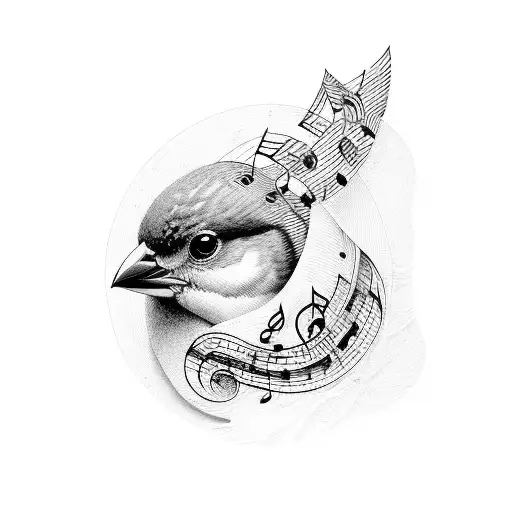 Bird Wraped In Music Notes