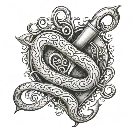 A Detailed Fish Hook Heart Intertwined With The Date 11-26-16