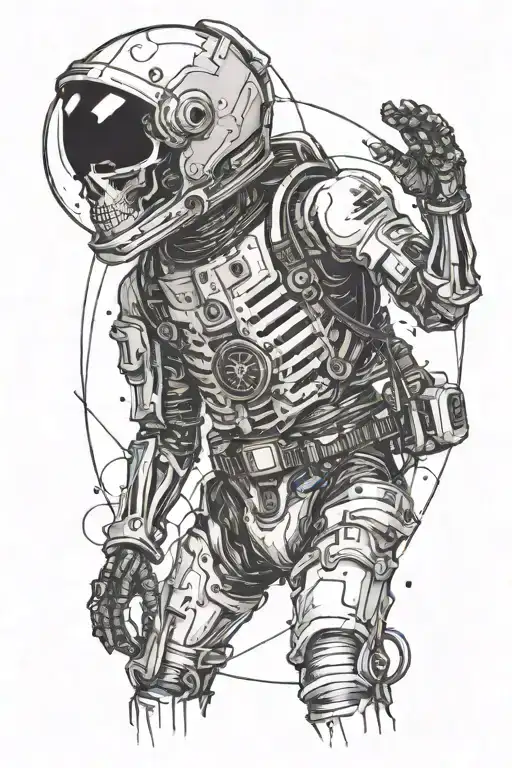 Skeleton In Space Suit Desintigrating