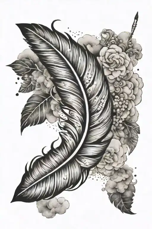 Feather And Clouds Surrounding