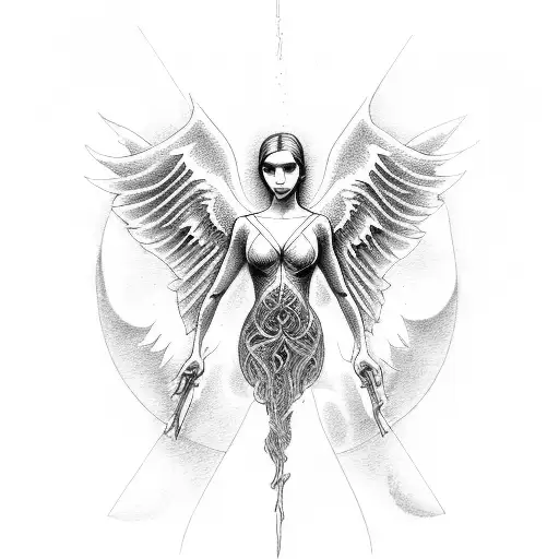 Kneeling Angel On Fire