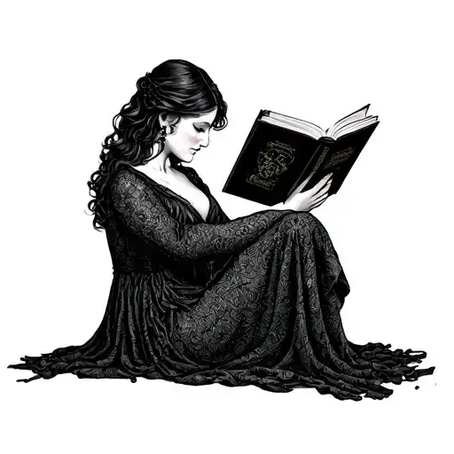 A Motherly Figure Reading A Dark Romance Book With Hidden Bondage Elements