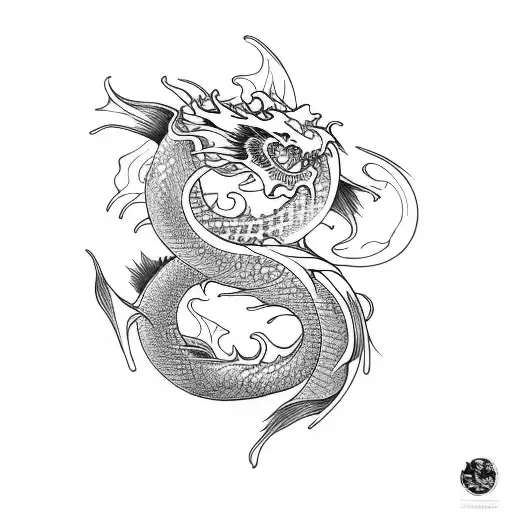 Top Half Koi Fish Bottom Half Dragon