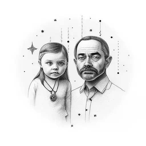 Father And Daughter Watching The Universe