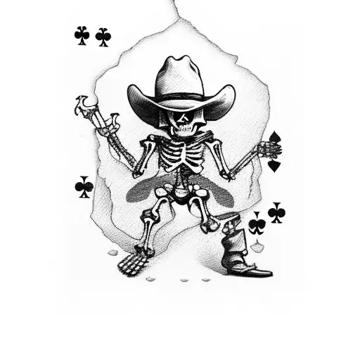 Cowboy Skeleton At Campfire Playing Cards