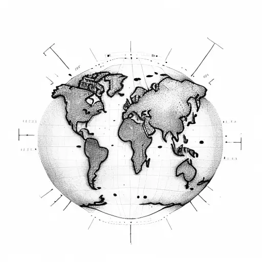 A World Map With A Trail Of Footprints Representing Travel