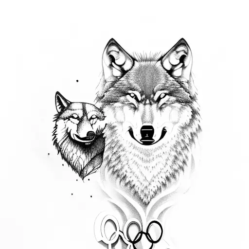 Wolf And Elephant With Olympic Rings