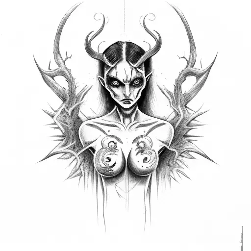 In Front Demon Possesed Woman In Backround Forest