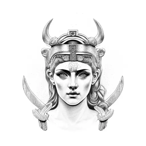 Half Ancient Greek Goddess Statue Head And Half Female Vikings