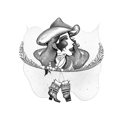 Queen Of Hearts Card With A Cowboy Hat And Cowboy Boots On It