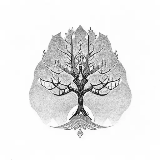 Norwegian Tree With Metis Cree Elements - Beaded