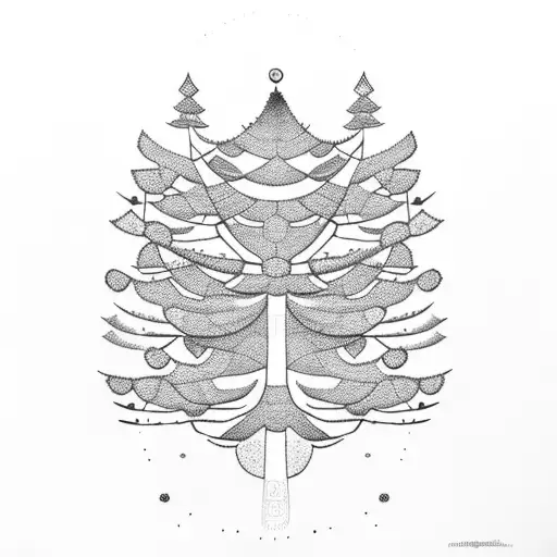 Norwegian Tree With Metis Cree Elements - Beaded With A Little Orange