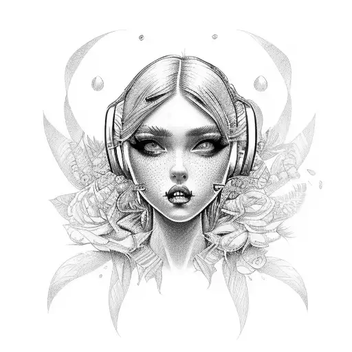 Hip Hop Girl With Black Flowers