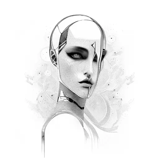 Women Face Abstract In Black And Orange