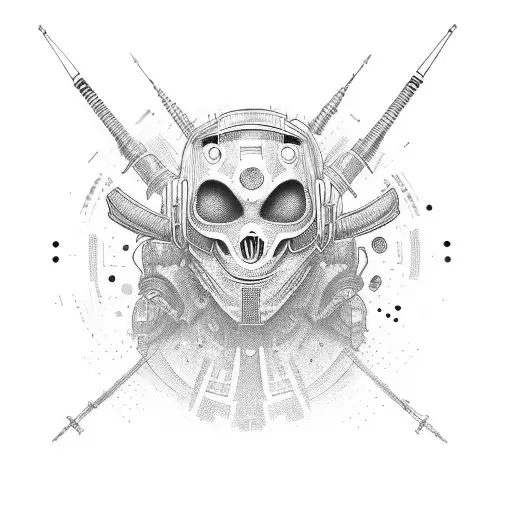 Color Samurai View From The Side And The Face Has To Be Half Men Half Alien