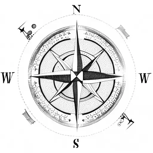 Compass Attached To Chain With Anchor At The End
