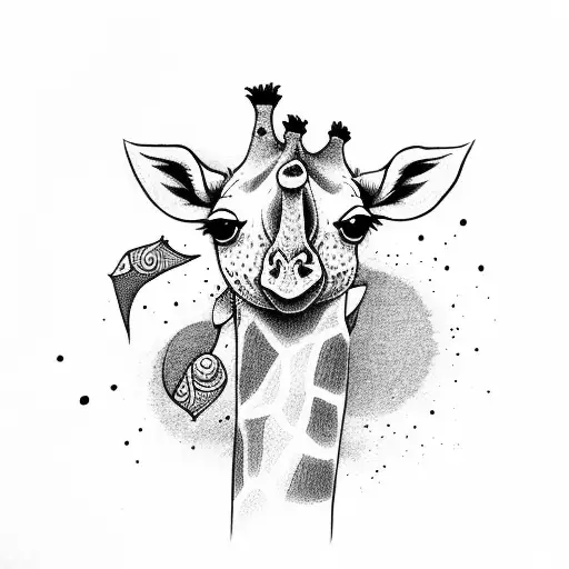 Cute Little Giraffe Full Body With Knife