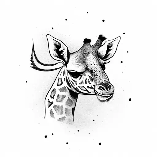 Cute Little Giraffe Full Body With Knife