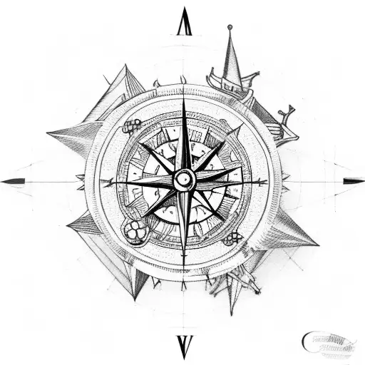 Caravel Running Away With Compass