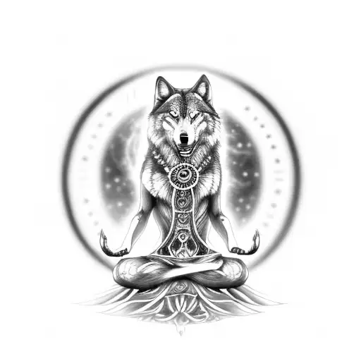 Dmt Wolf Meditating In Lost Time And Space
