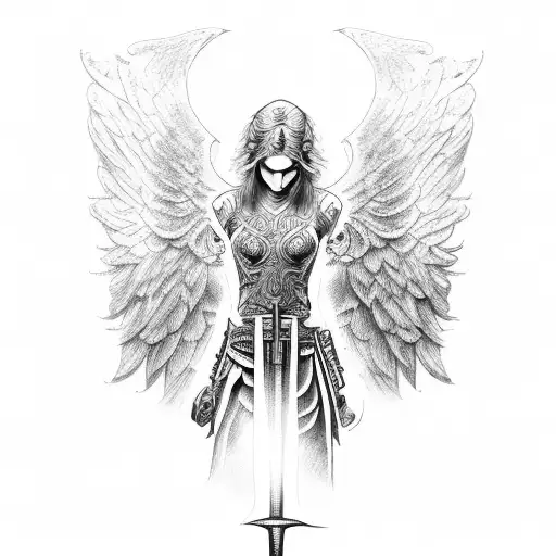 Warrior Angel Kneeling With Sword