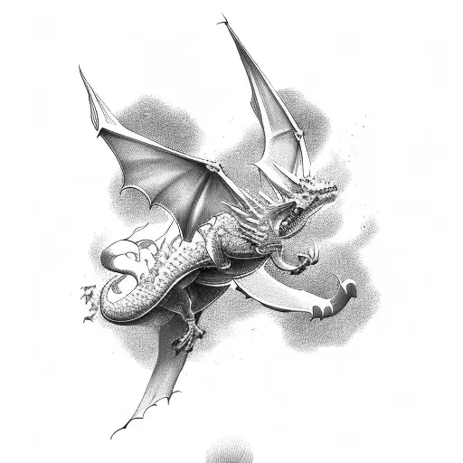 Two Dragons Flying Above A Mountain