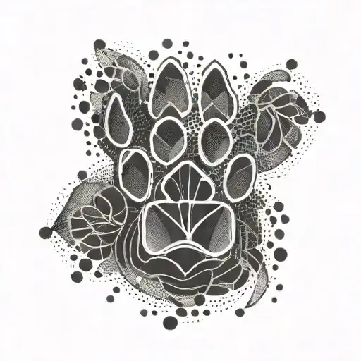 Abstract Geometric Design Incorporating Dog Paw Prints