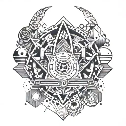 A Geometric Design Incorporating Musical Symbols And Police Elements