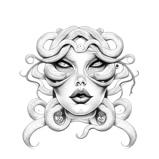 Sexy Evil Curvy Medusa With Long Tail